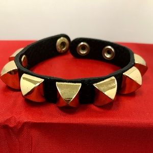 KING STAR Studded Black Leather Wrist Band